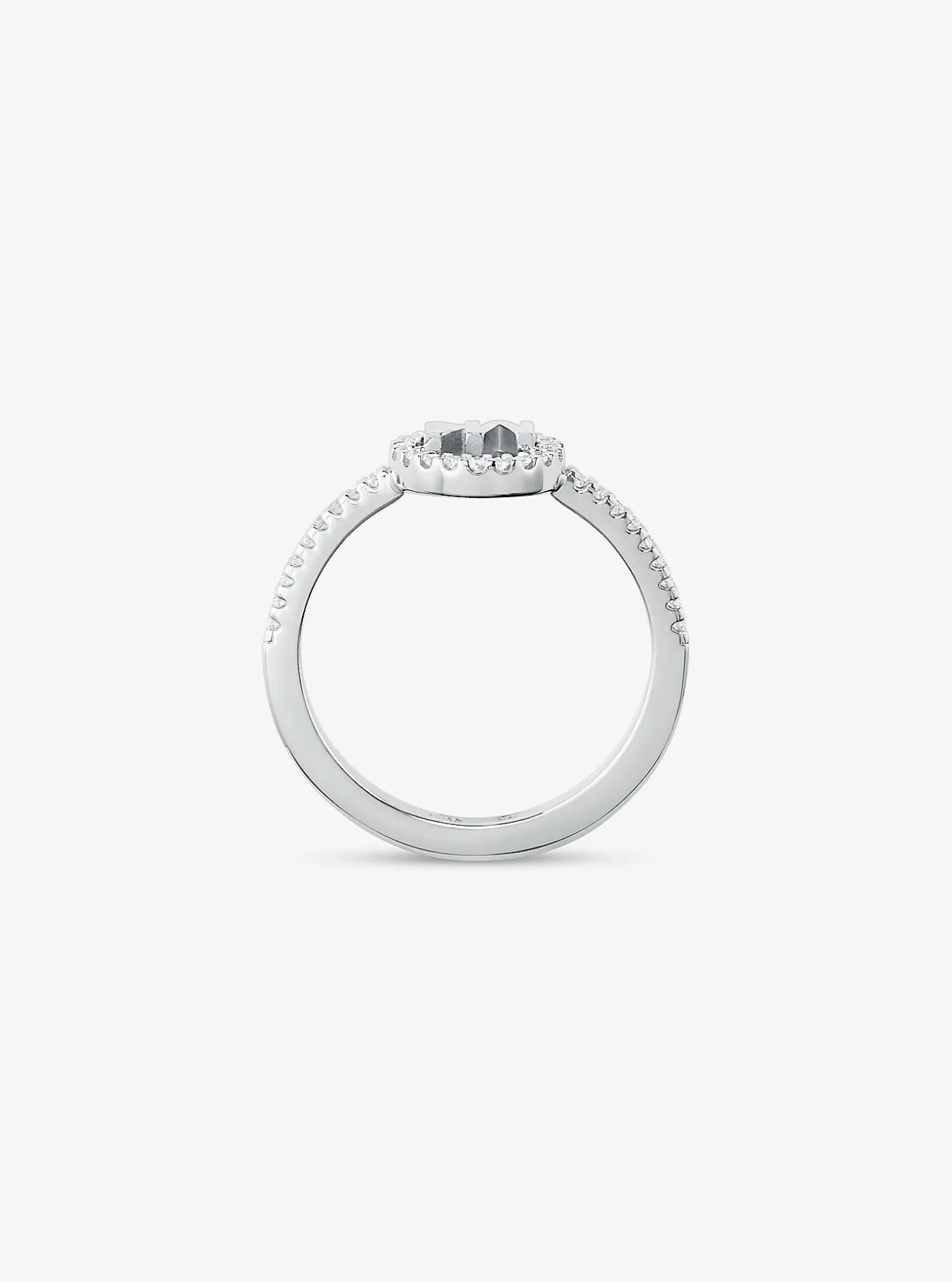 Anel do logótipo de metal precioso banhado a prata de lei | Michael Kors [PT]