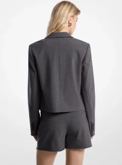 Blazer curto em lã tropical elástica desfiada | Michael Kors [PT]
