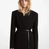 Blazer de trespasse em crepe com cinto | Michael Kors [PT]
