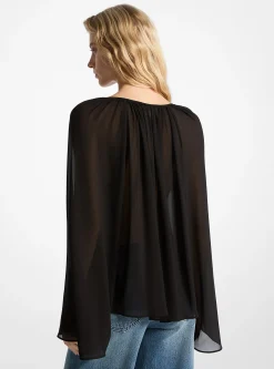 Blusa com decote em V em georgette | Michael Kors [PT]