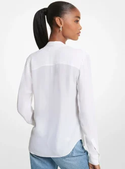 Blusa com gola com laçada em mistura de viscose | Michael Kors [PT]