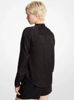 Blusa com gola com laçada em Moiré | Michael Kors [PT]