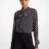 Blusa com laçada em georgette com padrão polka | Michael Kors [PT]