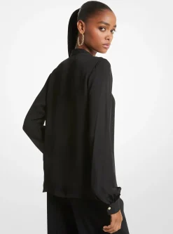 Blusa plissada em georgette com folhos | Michael Kors [PT]