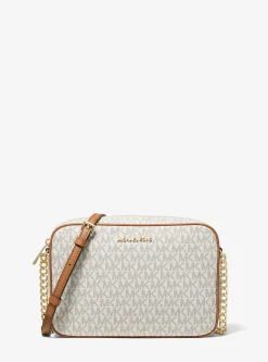 Bolsa a tiracolo de pele com logótipo Jet Set grande | Michael Kors [PT]