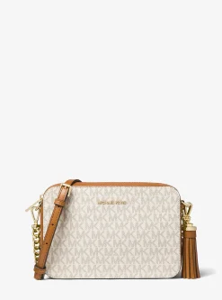 Bolsa a tiracolo de pele com logótipo Ginny média | Michael Kors [PT]