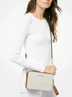 Bolsa a tiracolo de pele com logótipo Ginny média | Michael Kors [PT]