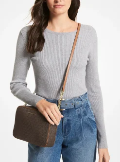 Bolsa a tiracolo de pele com logótipo Jet Set grande | Michael Kors [PT]