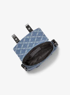 Bolsa a tiracolo em ganga com losangos em jaquard Darrington Empire mini | Michael Kors [PT]