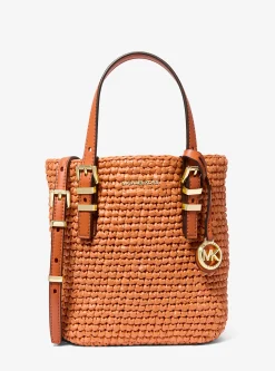 Bolsa a tiracolo em palha tricotada Quinn extrapequena | Michael Kors [PT]