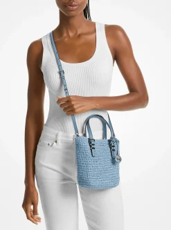 Bolsa a tiracolo em palha tricotada à mão Quinn extrapequena | Michael Kors [PT]