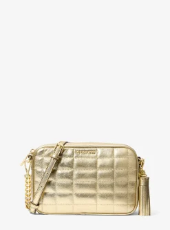 Bolsa a tiracolo em pele metalizada acolchoada Jet Set média | Michael Kors [PT]