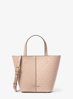 Bolsa a tiracolo em pele granulada e com logótipo exclusivo Flora média | Michael Kors [PT]