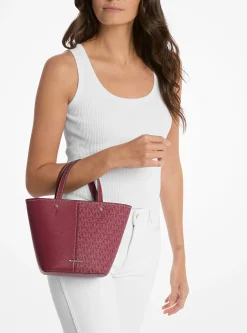 Bolsa a tiracolo em pele granulada e com logótipo exclusivo Flora média | Michael Kors [PT]