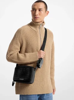Bolsa a tiracolo em pele com motivo de crocodilo em relevo Hudson | Michael Kors [PT]