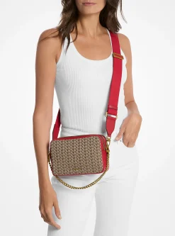Bolsa a tiracolo para câmara em jacquard com o logótipo MK2000 Bryant média | Michael Kors [PT]