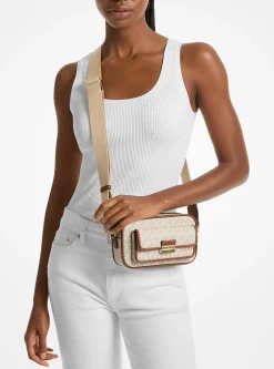 Bolsa a tiracolo para câmara com logótipo exclusivo metalizada Bradshaw extrapequena | Michael Kors [PT]
