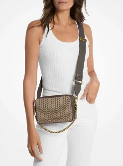 Bolsa a tiracolo para câmara em jacquard com o logótipo MK2000 Bryant média | Michael Kors [PT]