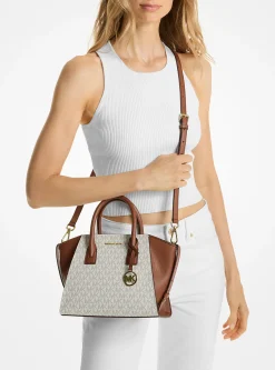 Bolsa satchel em pele com logótipo Avril pequena | Michael Kors [PT]