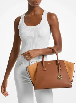 Bolsa satchel em pele e camurça Avril grande | Michael Kors [PT]