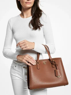 Bolsa satchel em pele granulada Chantal média | Michael Kors [PT]