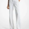 Calças bootcut em crepe elástico adornado com cristais | Michael Kors [PT]