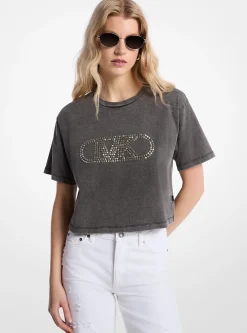 Camisa curta em algodão tingido com tachas | Michael Kors [PT]