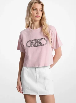 Camisa curta em algodão tingido com tachas | Michael Kors [PT]