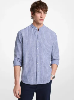 Camisa às riscas em mistura de linho e algodão | Michael Kors [PT]