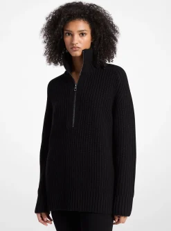 Camisola com fecho até meio em mistura de lã e caxemira | Michael Kors [PT]