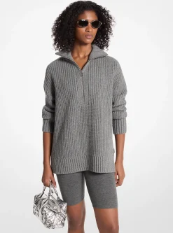 Camisola com fecho até meio em mistura de lã e caxemira | Michael Kors [PT]
