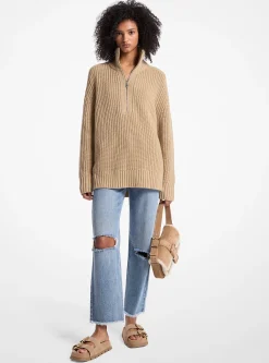 Camisola com fecho até meio em mistura de lã e caxemira | Michael Kors [PT]