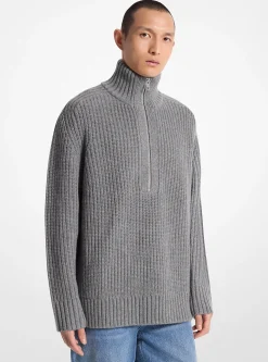 Camisola com fecho até meio em mistura de lã e caxemira | Michael Kors [PT]
