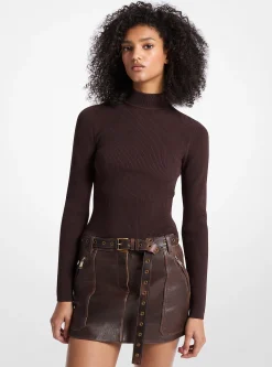 Camisola de gola alta em malha canelada | Michael Kors [PT]