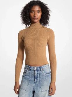 Camisola de gola alta em malha canelada | Michael Kors [PT]