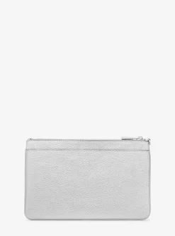 Carteira de mão em pele granulada metalizada grande | Michael Kors [PT]