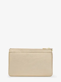Carteira de mão em pele granulada metalizada grande | Michael Kors [PT]