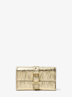 Carteira dobrável em pele estalada metalizada Nolita média | Michael Kors [PT]