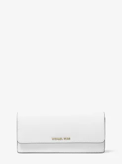 Carteria com mola de pressão à frente em couro saffiano Jet Set grande | Michael Kors [PT]