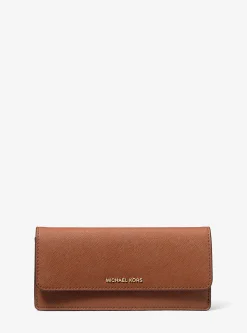 Carteria com mola de pressão à frente em couro saffiano Jet Set grande | Michael Kors [PT]