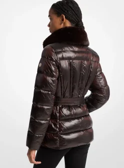 Casaco acolchoado em nylon com rebordo em pelo sintético dobrável | Michael Kors [PT]
