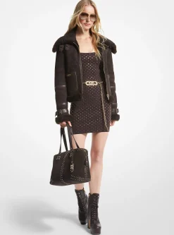 Casaco estilo aviador em shearling e camurça com logótipo em relevo Empire | Michael Kors [PT]
