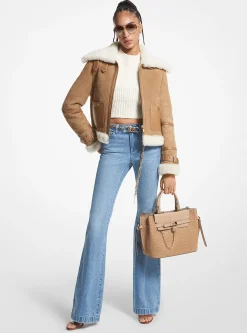 Casaco estilo aviador em shearling e camurça com logótipo em relevo Empire | Michael Kors [PT]