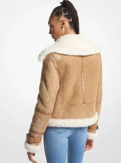Casaco estilo aviador em shearling e camurça com logótipo em relevo Empire | Michael Kors [PT]