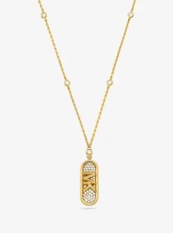 Colar com logótipo Empire em prata de lei e banhado a metal precioso com incrustações | Michael Kors [PT]