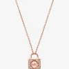 Colar com medalhão com incrustações em prata de lei banhada a metal precioso | Michael Kors [PT]