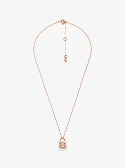 Colar com medalhão com incrustações em prata de lei banhada a metal precioso | Michael Kors [PT]