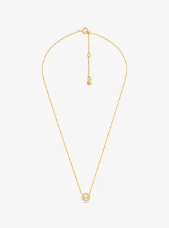 Colar com pingente e logótipo com incrustações em prata de lei banhada a metal precioso Fulton | Michael Kors [PT]