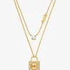 Colar de camadas com cadeado com incrustações em prata de lei banhada a metal precioso | Michael Kors [PT]