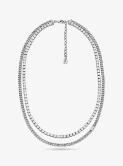 Colar de ténis de corrente de elos dupla em latão banhado em metal precioso | Michael Kors [PT]